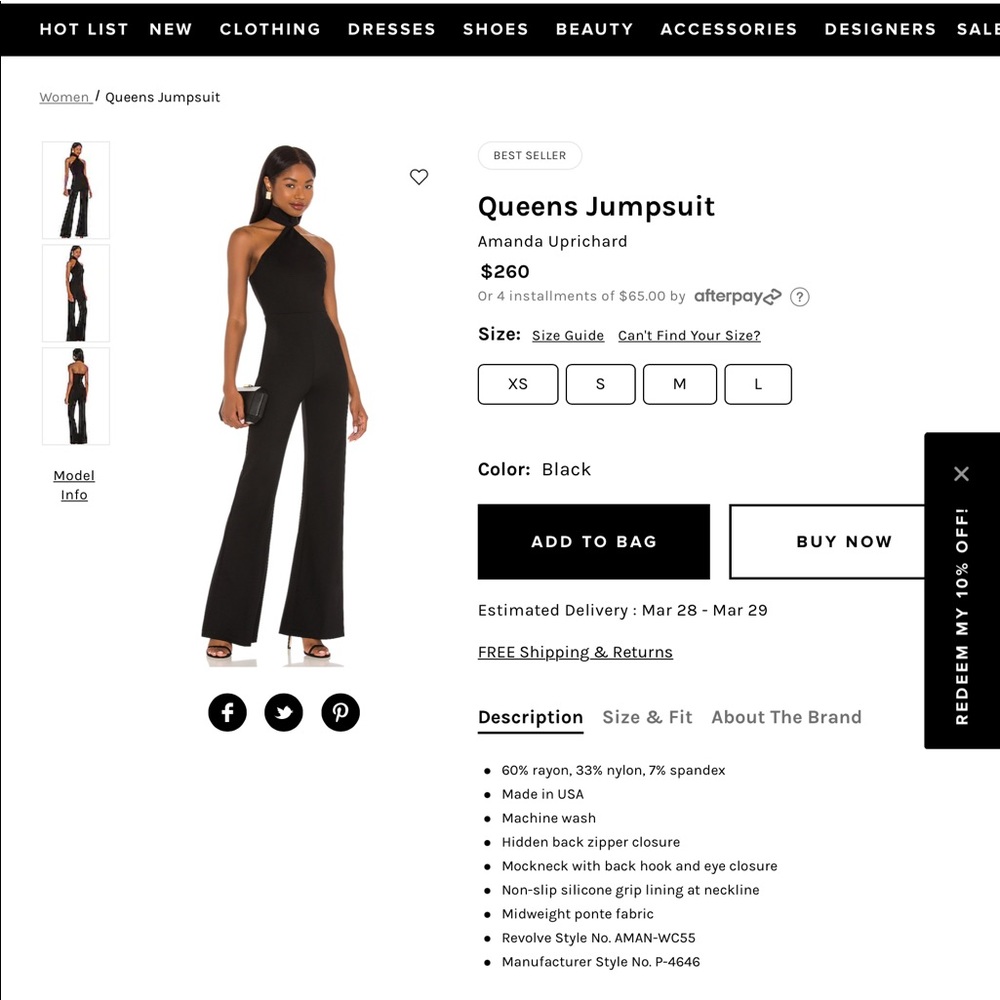 Amanda Uprichard black jumpsuit